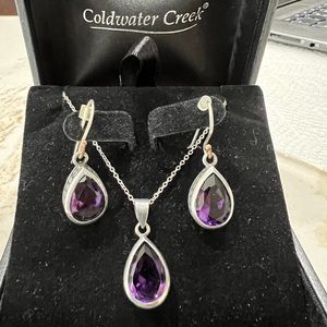 Amethyst and silver necklace and earrings